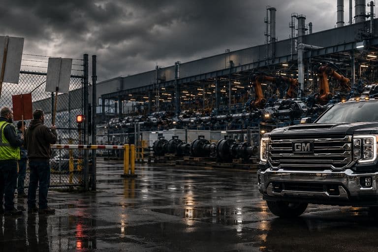 GM strikers outside plant