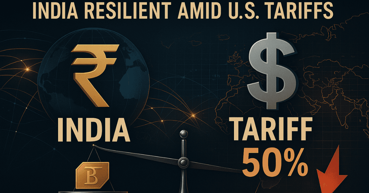 India’s $20B GST reform, S&P sovereign rating upgrade, and U.S.–India tariff clash visualised with Parliament, Capitol, and trade balance imagery.