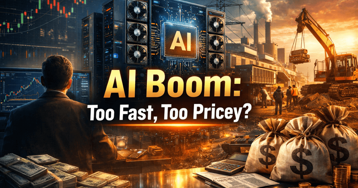 Investor reviewing AI infrastructure spending and tech stock volatility as data centers expand amid rising AI capital expenditure