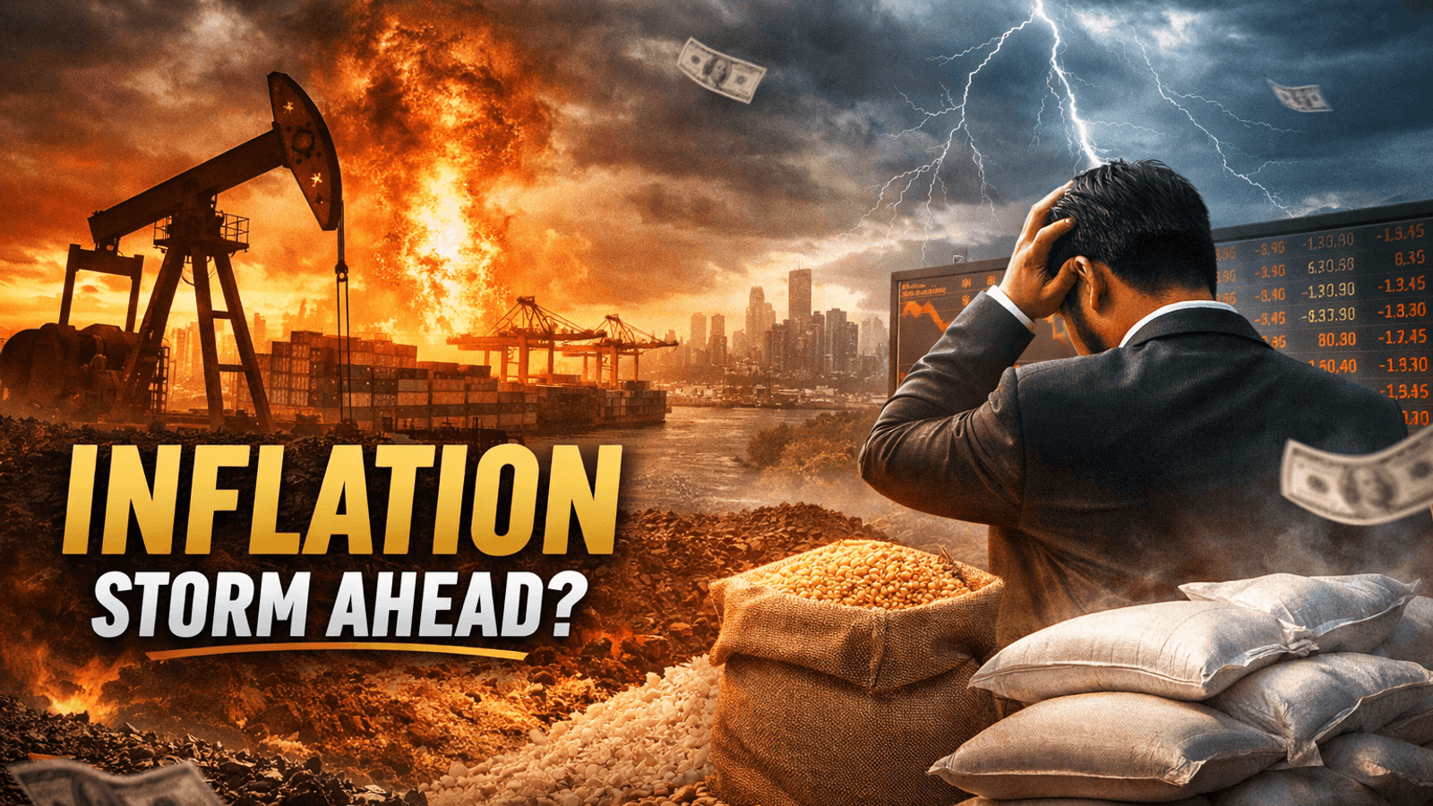 Global inflation surge driven by oil price shock, emerging markets currency pressure, and rising food inflation risks from fertilizer costs