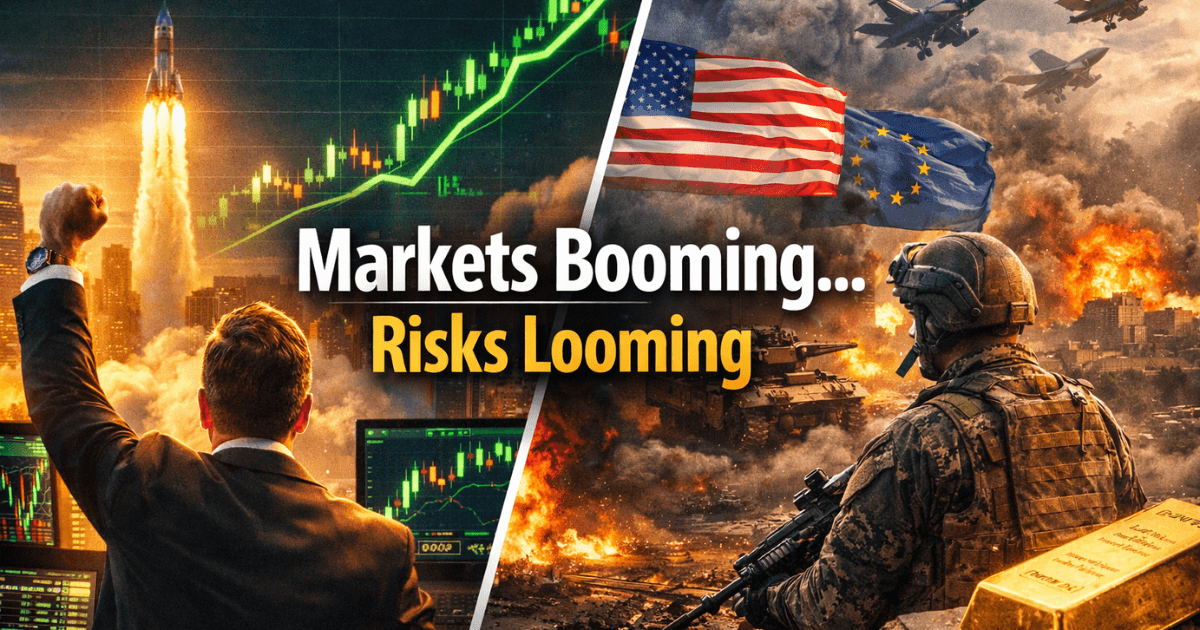 Global stock markets rally alongside rising geopolitical risks, showing investor confidence, IPO momentum, and market volatility